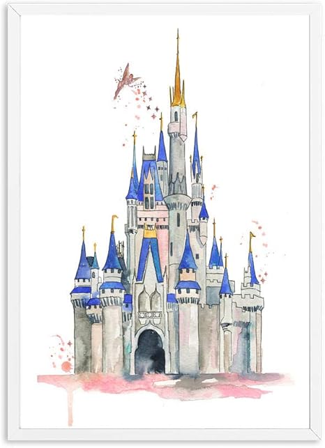Amazon Com Cartoon Girl Magic Castle With Princess Nordic Posters And Prints Wall Art Canvas Painting Nursery Wall Pictures Kids Room Decor 40x60cm No Frame Posters Prints