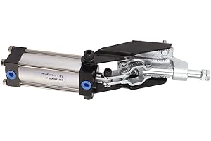 Walfront Cylinder Pneumatic Hold Down Toggle Clamp, Carbon Steel, Silver, Auto Control, High Accuracy, Multi-Purpose, 272kg C