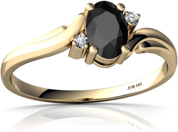 14kt Gold Black Onyx and Diamond 6x4mm Oval Swirls Ring