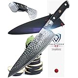 DALSTRONG Chef's Knife - Shogun Series X Gyuto - Japanese AUS-10V - Vacuum Treated - Hammered Finish - 8" - w/Guard