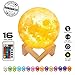 Moon Night Light Lamp 3D Printing, Lunar Glow LED Moon Light with Stand, Remote and Touch Control and USB Rechargeable, Glowing Lights for Baby Kids Lover Birthday Party or Nursery Present (4.7 inch)
