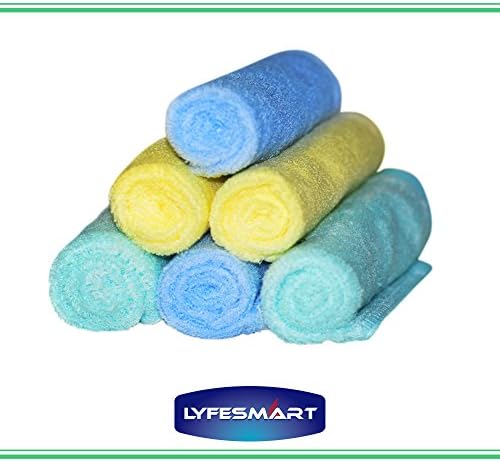 Baby Washcloths, Large 12x12 6 pack, Natural Bamboo, extra absorbent towels, Unisex, Pastel Colors, Thick Reusable Wipes for Sensitive Skin, bathtime - Ultra Soft - ultimate shower / registry gift