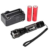 WindFire® New Super Bright Wf-501b Cree Xm-l T6 LED 1000 Lumens 1 Mode 3.7-18v Flashlight plus 2x WindFire 4000mAh 18650 Rechargeable Batteries and Smart AC Charger