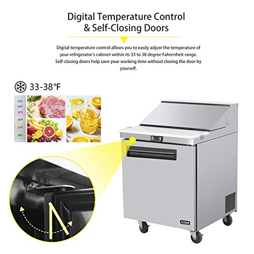 image for 28 Inches Single Door Mega Top Sandwich Prep Table Refrigerator - KITM