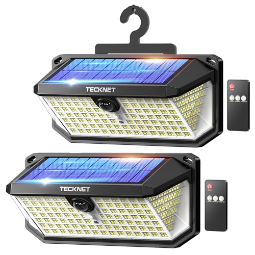 TECKNET Outdoor Solar Light, 546 LEDs, 300° Illumination, Outdoor Solar Spotlight with Remote Control, IP66 Waterproof, Outdoor Solar LED Spotlights with Hooks, for Gardens, Garages, Patio