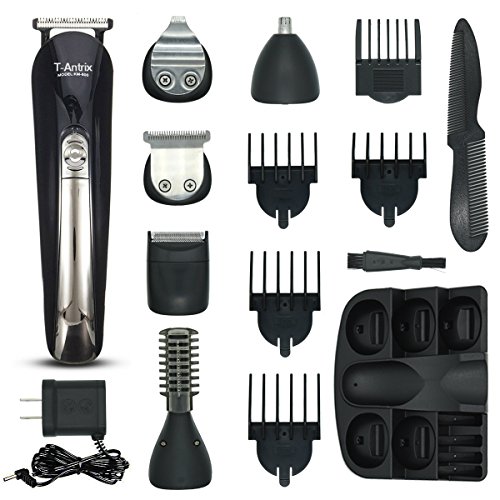 Mens Shaver,T-antrix 11 in 1 Professional Grooming Kit, Rechargeable Waterproof Beard and Mustache Trimmer,Noes and Ear Hair Trimmer, Hair Clippers for Men Barbers Salon with 5 Guide Combs