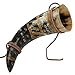 Snakeskin Burnt Medieval Viking Norman Leather String Holder Beer Drinking Horn