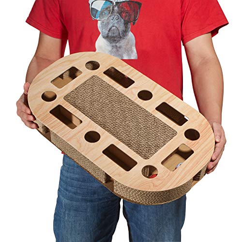 Supremery-Katzenspielplatz-52x31x55cm-mit-integrierter-Kratzpappe-XXL-Katzenspielzeug-Kratzmbel-Kratzbrett-aus-Wellpappe-fr-Katzen-mit-Spielball