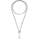 Olivia Burton Jewelry - Women's Signature Double Layer Honeycomb Link Toggle Necklace - Stainless Steel, Hypoallergenic - Stylish and Easy to Wear