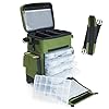 Elkton-Outdoors-Rolling-Tackle-Box-Green-L-157-x-W-96-x-H-185-inches-11-pounds-Waterproof-5-Retractable-Compartments-4-Rod-Holders-Rolling-Fishing-Tackle-Bag-Roller-Tackle-Box