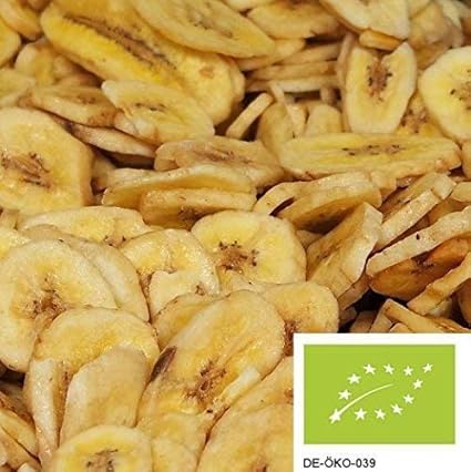 1kg Bio Bananenchips geröstet, leckere Trockenfrüchte mit Bio Rohrzucker gesüßt aus kbA
