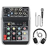 Phenyx Pro 4-Channel Audio Mixer, 4-Input, 3-Band