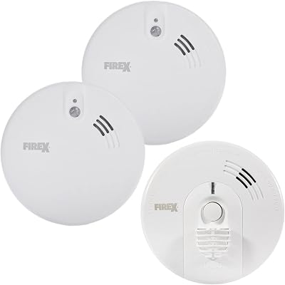 Kidde Firex KF Mains Smoke Heat Alarm Kit 2 Smoke 1 Heat Alkaline Battery