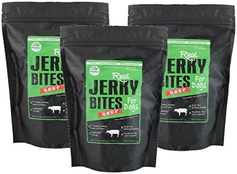 Jerky Bites All Natural Dog Treats Made in the USA - Grain, Wheat, Soy, Gluten Free - Beef 16oz, Chicken 8oz or Turkey 8oz - Perfect for Dog Training (3 Pack)