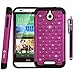 HTC Desire 510 Case, Style4U HTC Desire 510 Studded Rhinestone Crystal Bling Hybrid Armor Case Cover with 1 HD Screen Protector and 1 Stylus [Purple / Black]