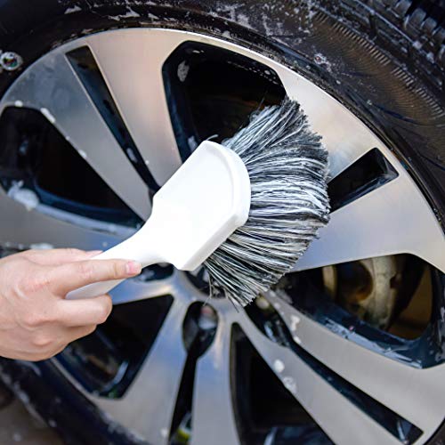 CARCAREZ Car Soft Wheel Rims Cleaning Brush with Feathered Ends Bristles (Pack of 1, 9")