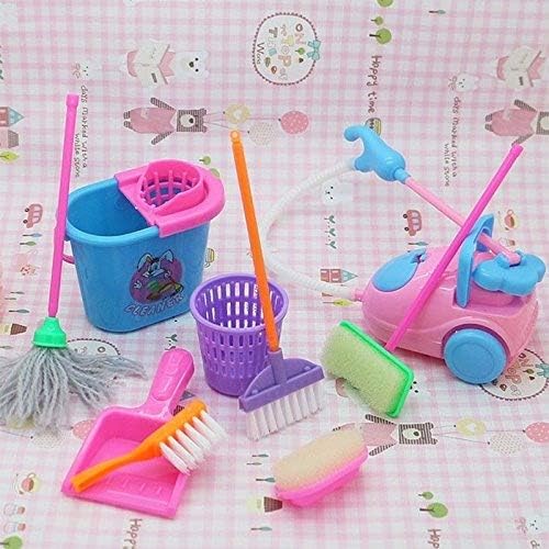 Dosige children's Role Play Toys Mini Plastic Household Cleaning Tool 9 Pcs/Set