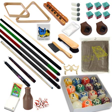Pool Table - Premium Billiard 32 Pieces Accessory Kit - Pool Cue Sticks Bridge Ball Sets (Kit-7)