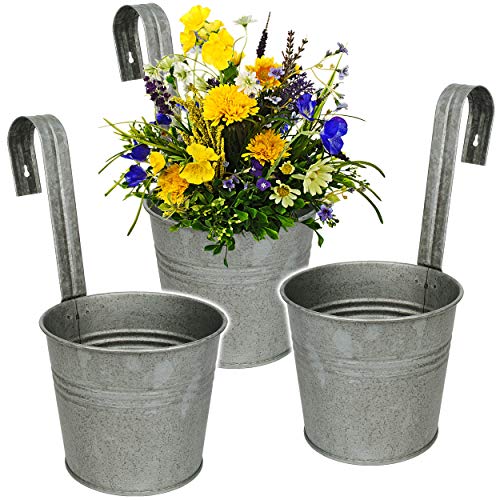 alles-meine.de GmbH 5 Stück Hänge - Blumentöpfe/Hängetöpfe/Pflanzschale - Metall - Ø 17 cm - metallic grau/anthrazit…
