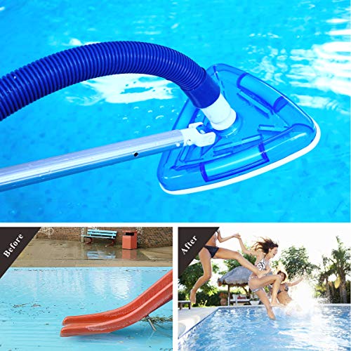 Sea-Thru Triangle Weighted Pool and Spa Vacuum Head with Swivel, Flexible Swimming Pool Vacuum Cleaner Head with Brush and EZ Clips, 11" Wide Cleaning Surface