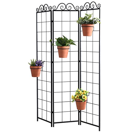 MyGift 7Inch Black Metal Wire Hanging Planter Holders for Wire Trellis