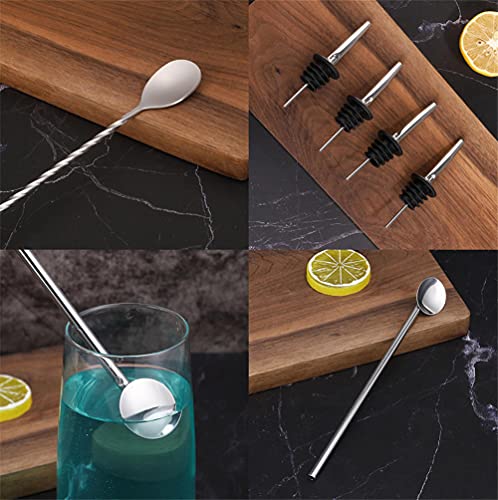 HXIYANG Cocktail Making Set, Cocktail Shaker Set Edelstahl Bar Werkzeugset Barkeeper Kit Schlanker Bambusständer Premium… – Bild 5