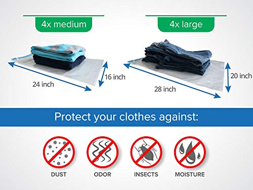 RoomierLife Travel Space Saver Bags (Medium to Large). Pack of 8 Bags. Roll-Up Compression Storage (No Vacuum Needed) & Packing Organizers. Perfect for Travel and Home Storage - Thumbnail 2