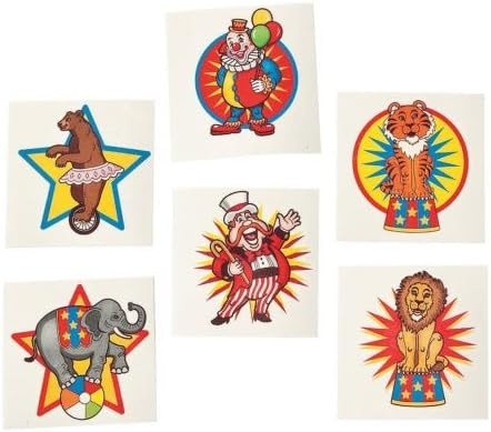 72 Pcs Birthday Party Favor Carnival Big Top Circus Tattoos New