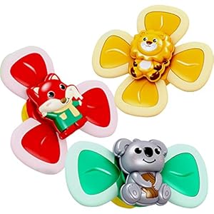 KDO Spin Toys for Toddlers, 3Pcs Baby Bath Forever Spinning Tops with Rotating Wind Leaves & Cute Animals for Bath Tub…