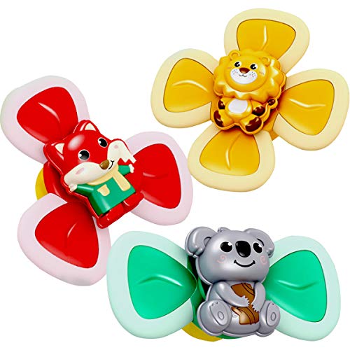 KDO Spin Toys for Toddlers, 3Pcs Baby Bath Forever Spinning Tops with Rotating Wind Leaves & Cute Animals for Bath Tub…