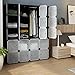LANGRIA 20 Storage Cube Organizer Wardrobe Modular Closet Plastic Cabinet, Cubby Shelving Storage Drawer Unit, DIY Modular Bookcase Closet System with Doors for Clothes, Shoes, Toys Black and White