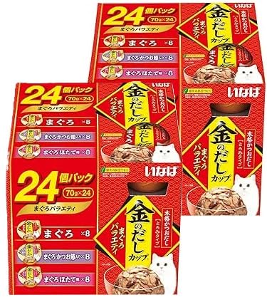 【2個セット】いなばペットフード いなば 金のだしカップ まぐろバラエティ 70g×24個商品画像