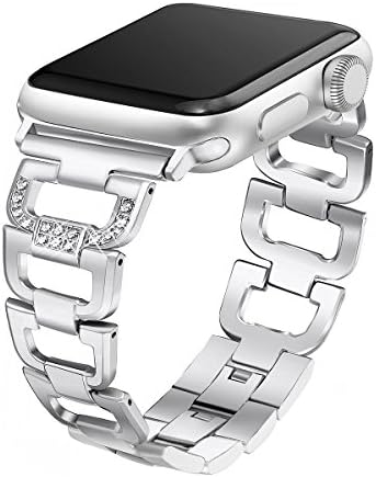 Aokon Bling Bands for Apple Watch Band 38mm Stainless Steel Metal Replacement Wristband Sport Strap for Apple Watch Nike+, Series 3, Series 2, Series 1, Sport, Edition, Silver