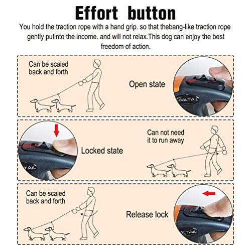 Dual Retractable Dog Leash Heavy Duty Double Headed 16 ft Extendable