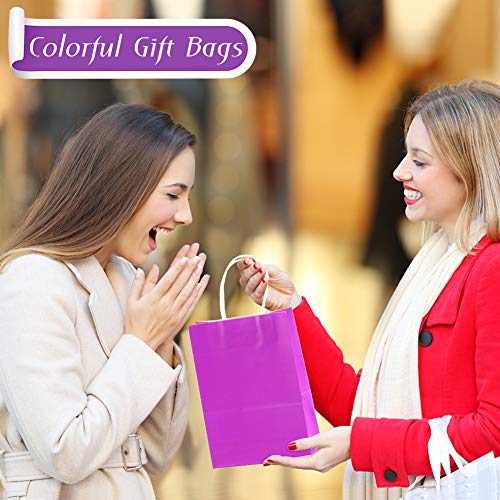 LovesTown Colorful Gift Bags, 18 PCS Colored Paper Bags Rainbow Party Favor Bags Kraft Candy Bags with Handle for Birthday Wedding and Party Celebrations