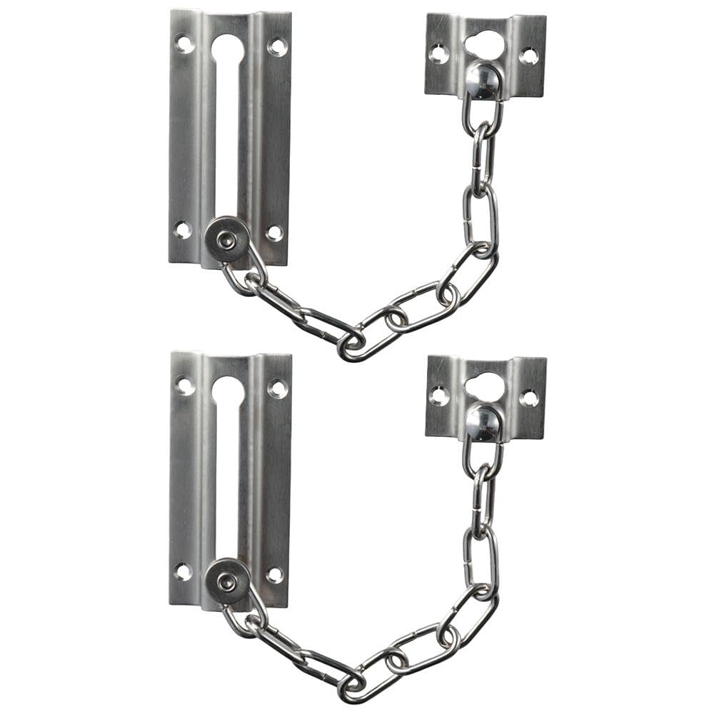 Upluckey Door Latch Guard with Slide Spring Lock Barrel Bolt Heavy Duty Inside with Anti-Theft Chain Chain Locks
