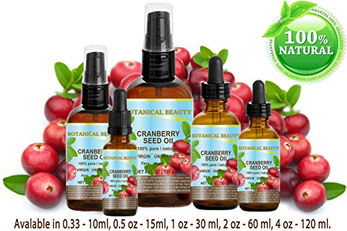 CRANBERRY SEED OIL 100% Pure / Natural. Cold Pressed / Undiluted. For Face, Hair and Body. 1 Fl.oz.- 30 ml. by Botanical Beauty