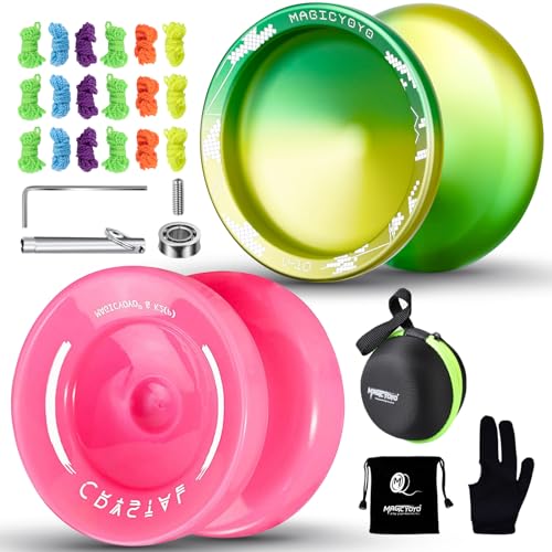 YOSTAR V10 Yoyo Finger Spin Tricks for Beginner, Professional Unresponsive Yoyo, K2 Plus Responsive Yoyo for Kids with 18 Yo-yo Strings + YoYo Case Bag + Yoyo Glove