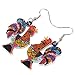 NEWEI Acrylic Cute Chicken Earrings Dangle Charms Chicken Gifts for Women Farm Animals Jewelry (Floral)