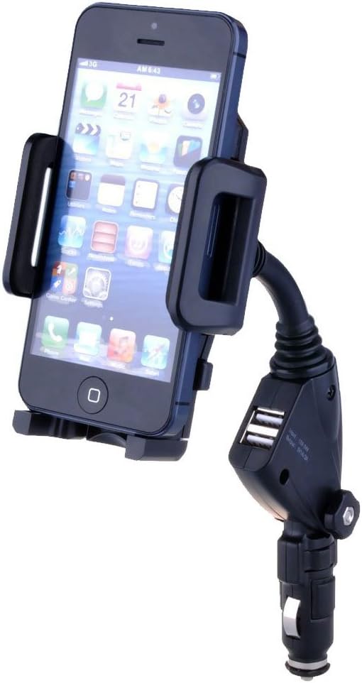 Ebuy Dual 2 USB Car Charger Cigarette Lighter Cradle Mount Holder Stand Cigarette Lighter for iPhone iPod HTC Samsung Galaxy And More