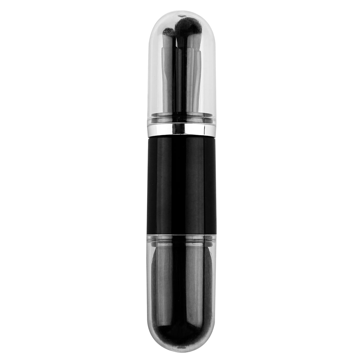 Vanyibro 4 in 1 Retractable Makeup Brush Set,All in One Portable Travel Facial Cosmetic Brush, Highlight Brush, Eyeshadow Brush, Foundation Blending Powder Brush(Black)