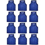 BlueDot Trading Adult Sports Pinnie Scrimmage Training Vest, Blue, 12 Pack