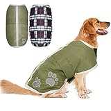 PUPTECK Reversible Dog Winter Clothes Waterproof Reflective Cold Weather Jacket Large Green