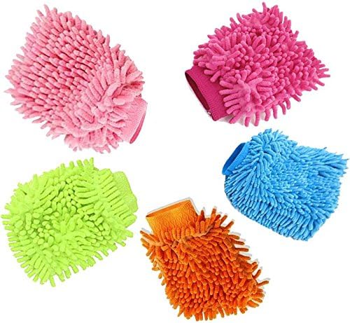 The Home Talk Microfibre Double Sided- 2 in 1 Dusting Cloth/Cleaning Cloth- Hand MITT, with Hanging Loop, Highly Absorbent, Reversible use- Multicolor (Pack of 10 pcs)