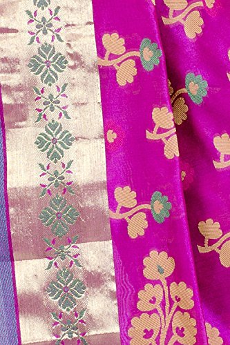 Chandrakala Magenta Banarasi Cotton Silk Saree - Image 4