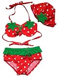 KMFEEL Strawberry Cartoon 3 Piece Baby Girl Bikini Swimwear