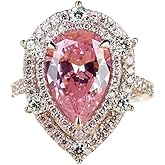 Viyuroyk 925 Sterling Silver Shiny Pink Drill drop shape Cubic Zirconia Rings Diamond Rings for Women Jewelry Findings Earring Backs Findings