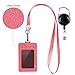 Life-Mate Badge Holder - Leather ID Badge Card Holder Wallet Case with 3 Cards Slot and Neck Lanyard/Strap. Additional Retractable Badge Reel with Belt Clip (Pink, Linen Finish) …