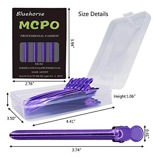 Hair Duckbill Clips for Women, 12 Pcs Professional Rustproof Metal Hair Styling Clips Hair Clip Set, 3.7 Inches Durable Salon Hair Clips Styling Tools for Salon, Personal &thick Hair (Purple)