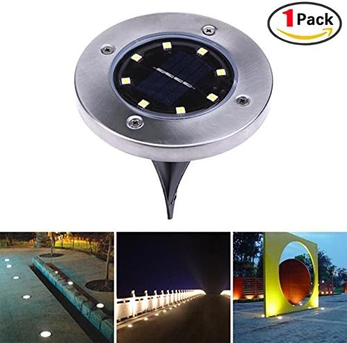 Solar In-ground Lights 8 leds Outdoor, Waterproof Path Light Flood Lamp Yard Garden Walkway Driveway Lawn Landscape Home Decking White (1 lamp with 8pcs led chips-Warm White)